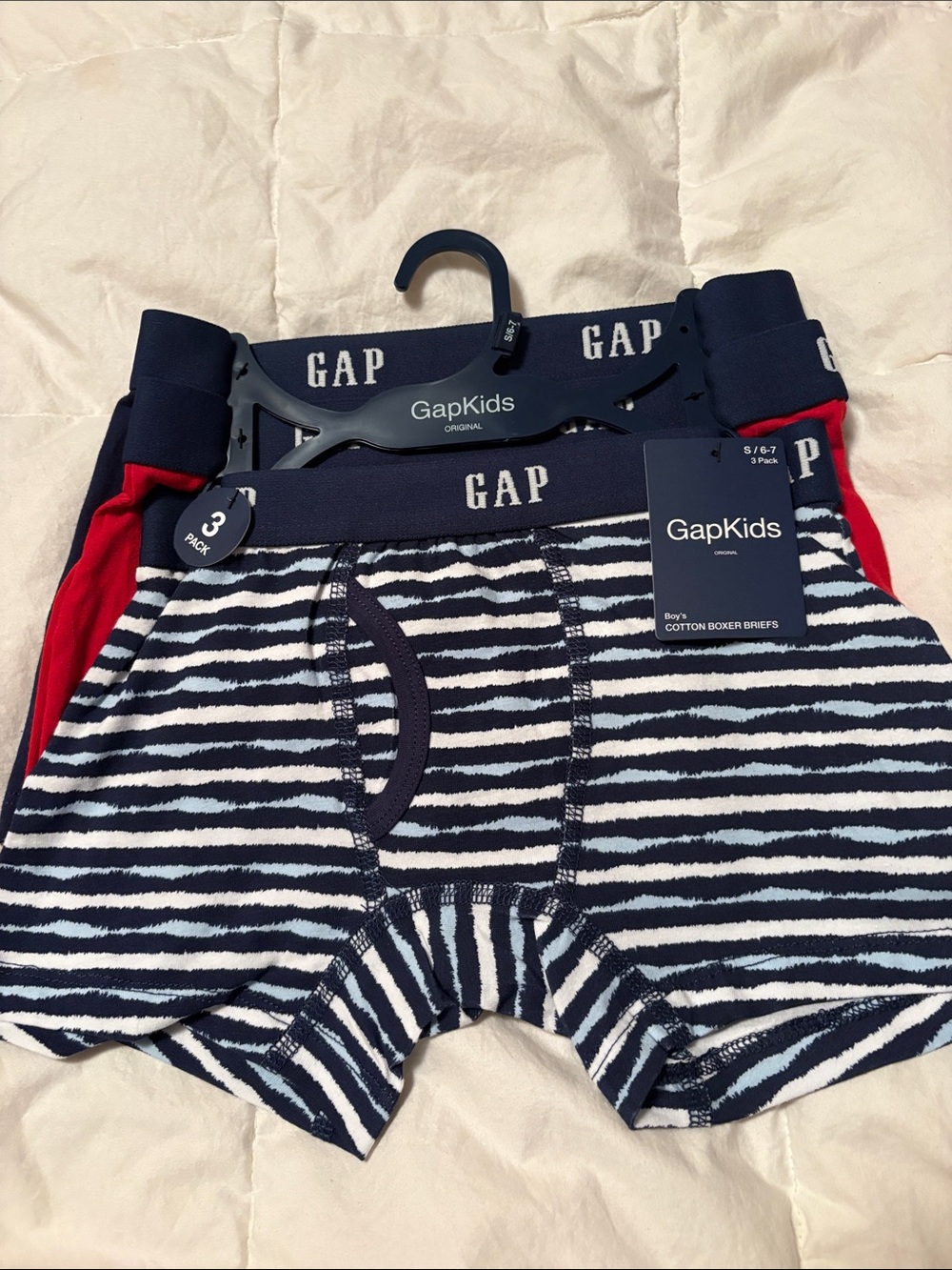 GAP Kids 3-Pack Boxer Briefs in Navy, Red & Striped